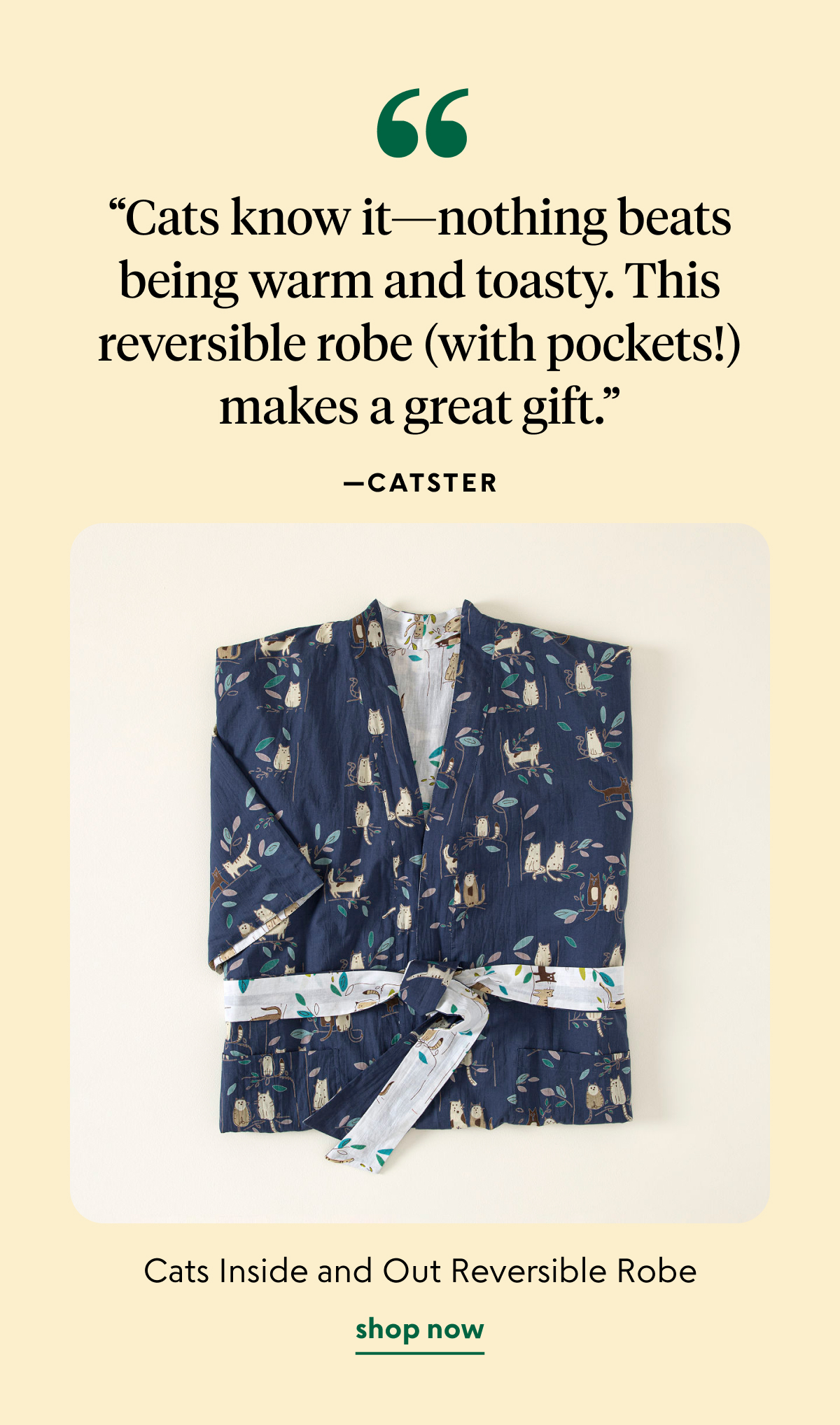 Cats Inside and Out Reversible Robe