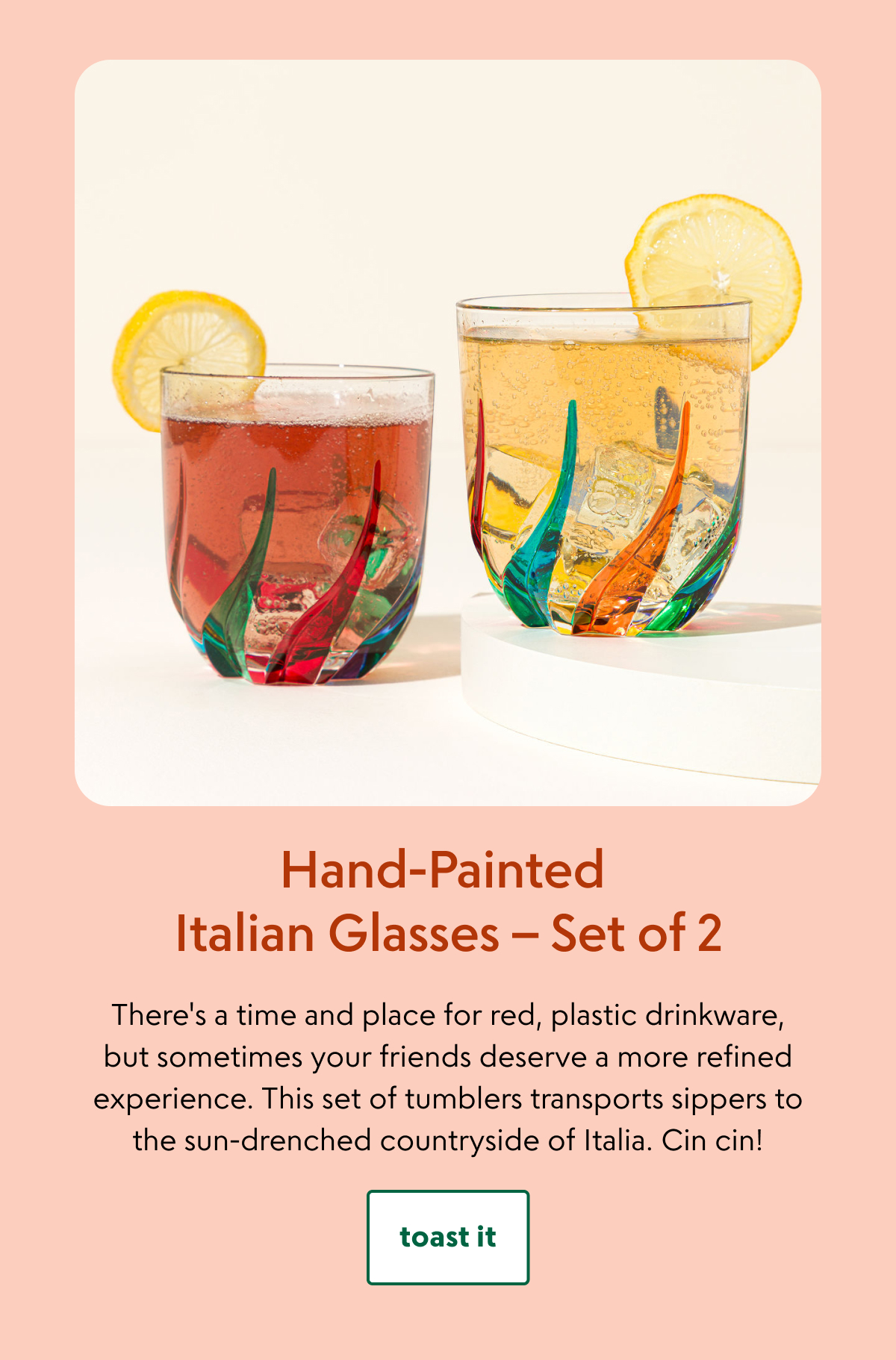 Hand-Painted Italian Glasses – Set of 2