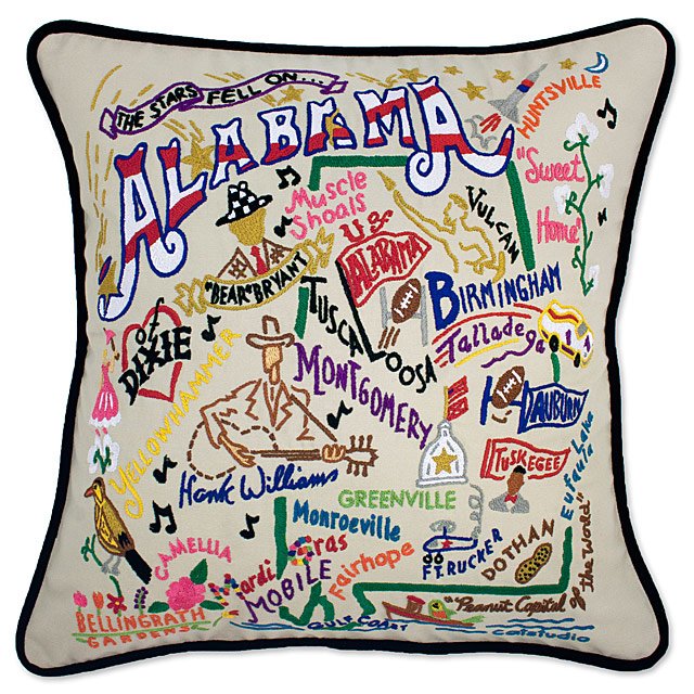 Hand Embroidered State Pillows new york pillow, texas Goods