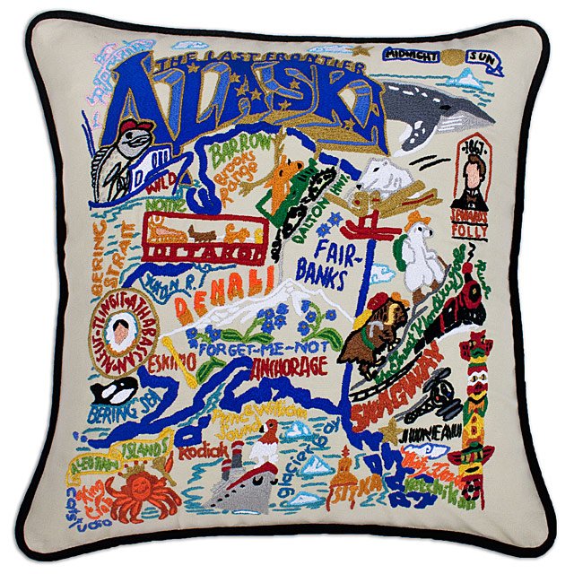 Hand Embroidered State Pillows new york pillow, texas Goods