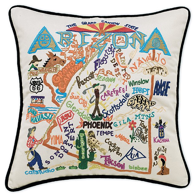 Hand Embroidered State Pillows new york pillow, texas Goods