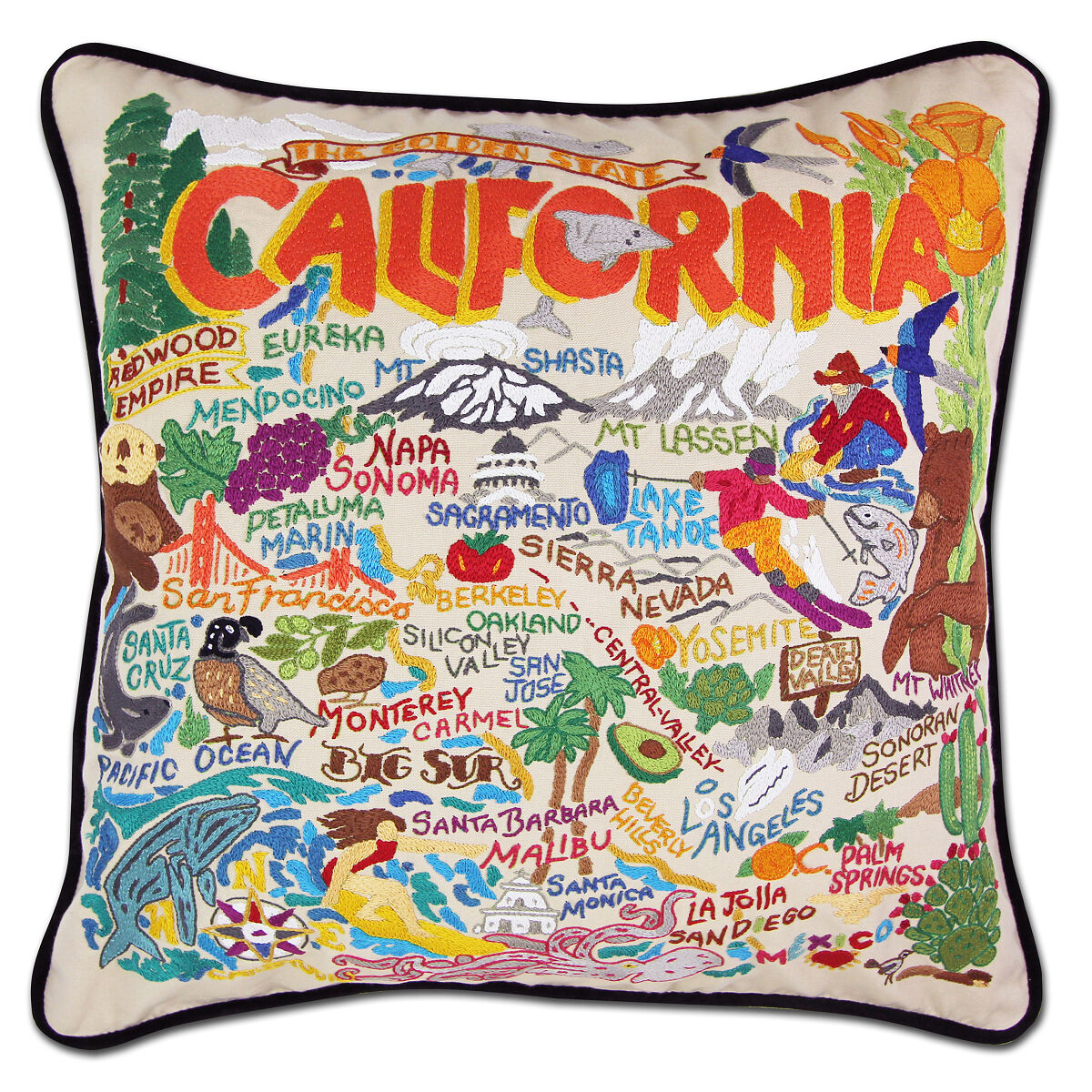 Hand Embroidered State Pillows - California