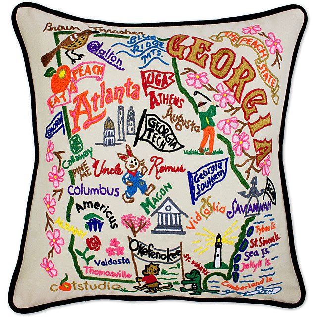 Hand Embroidered State Pillows new york pillow, texas Goods