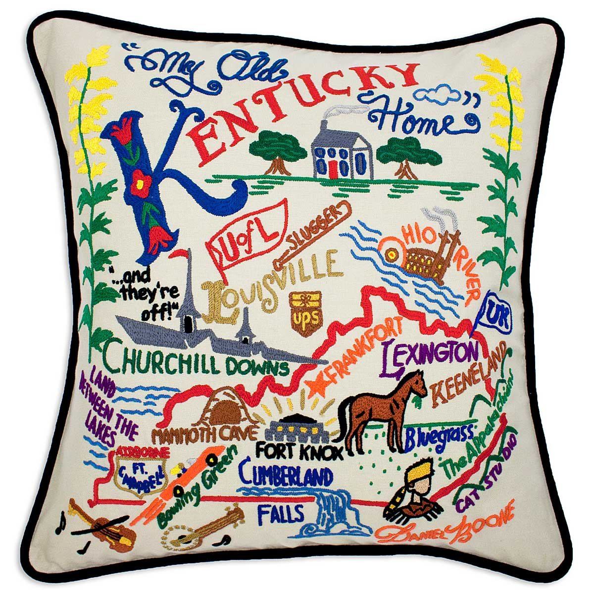 Hand Embroidered State Pillows - Kentucky