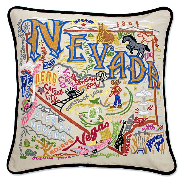 Hand Embroidered State Pillows new york pillow, texas Goods