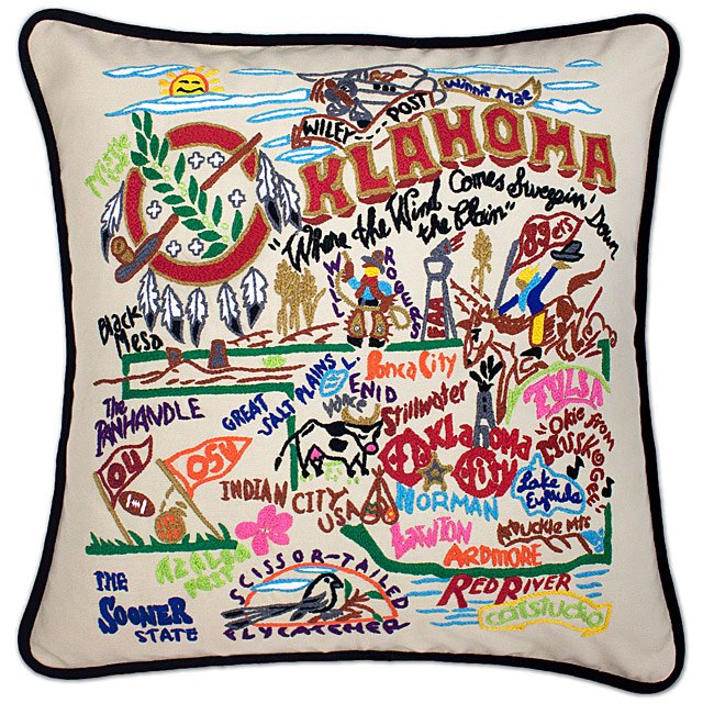 Hand Embroidered State Pillows new york pillow, texas Goods