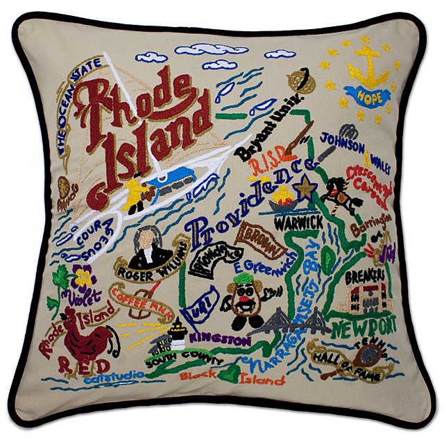 Hand Embroidered State Pillows new york pillow, texas Goods
