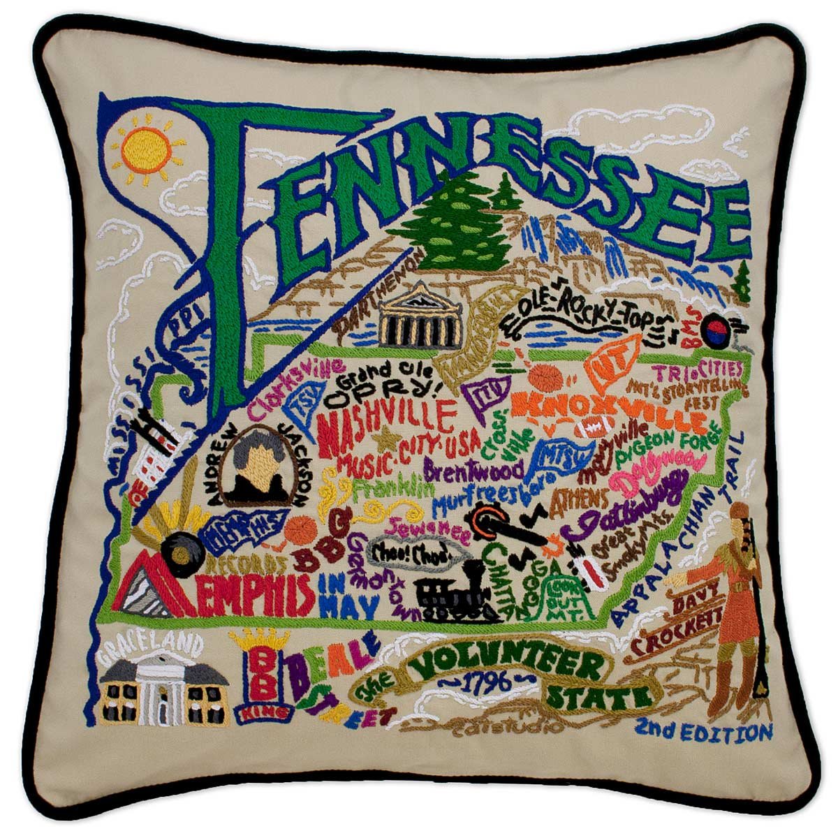 Hand Embroidered State Pillows - Tennessee
