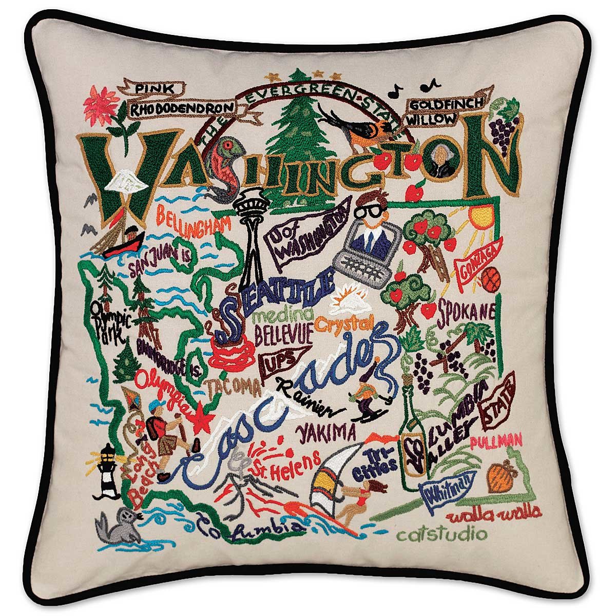Hand Embroidered State Pillows - Washington