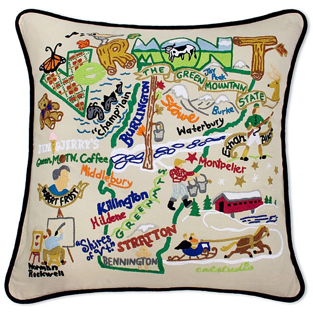 Goods Hand Embroidered State Pillows new york pillow, texas