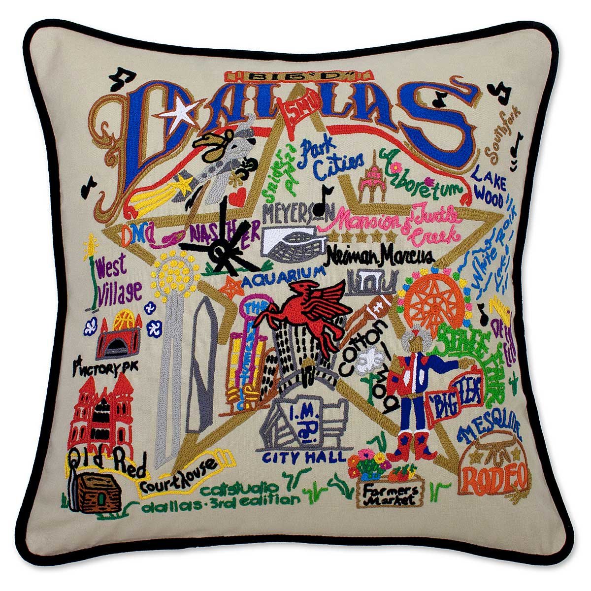 Hand Embroidered City Pillows - Dallas