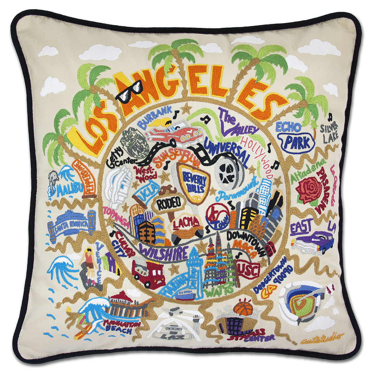 Hand Embroidered City Pillows - Los Angeles