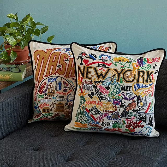 Hand Embroidered City Pillows