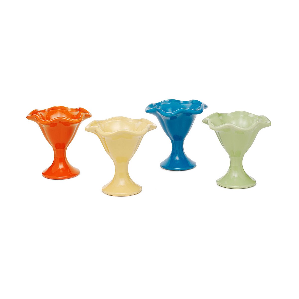 dessert dishes set of 4 Elegant, Colorful Ceramic Fluted Ice Cream