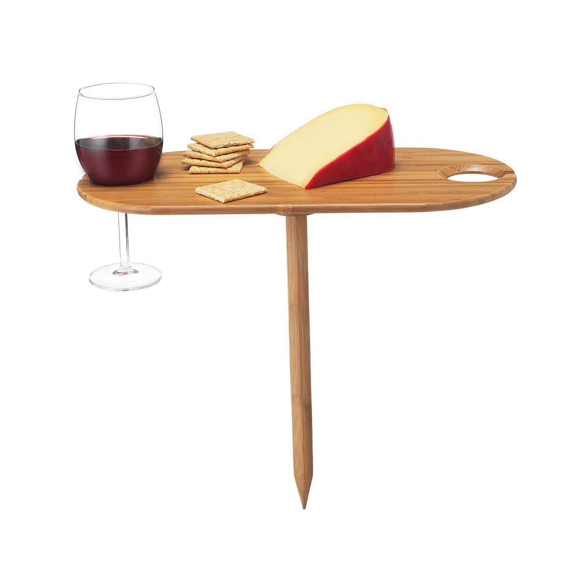 Bamboo Wine Table Wine Glass Holder & Outdoor Tray Goods