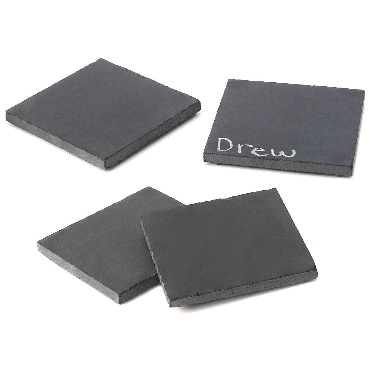 Reclaimed Slate Coasters Set of 4 Recycled Chalkboards, Black