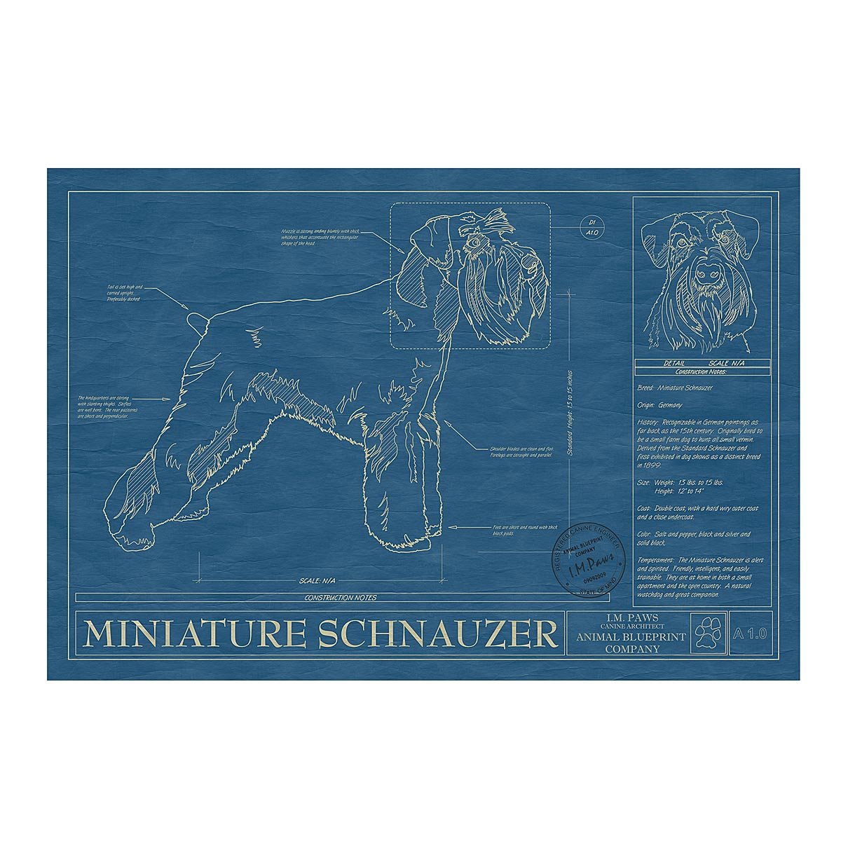 Dog Blueprints - Miniature Schnauzer