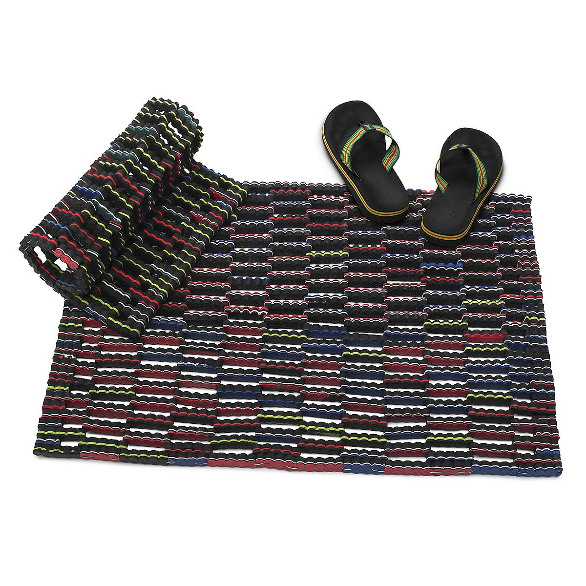 Black Flip Flop Mats Doormat, Rug, Floor Covering, Casual, Mud Room