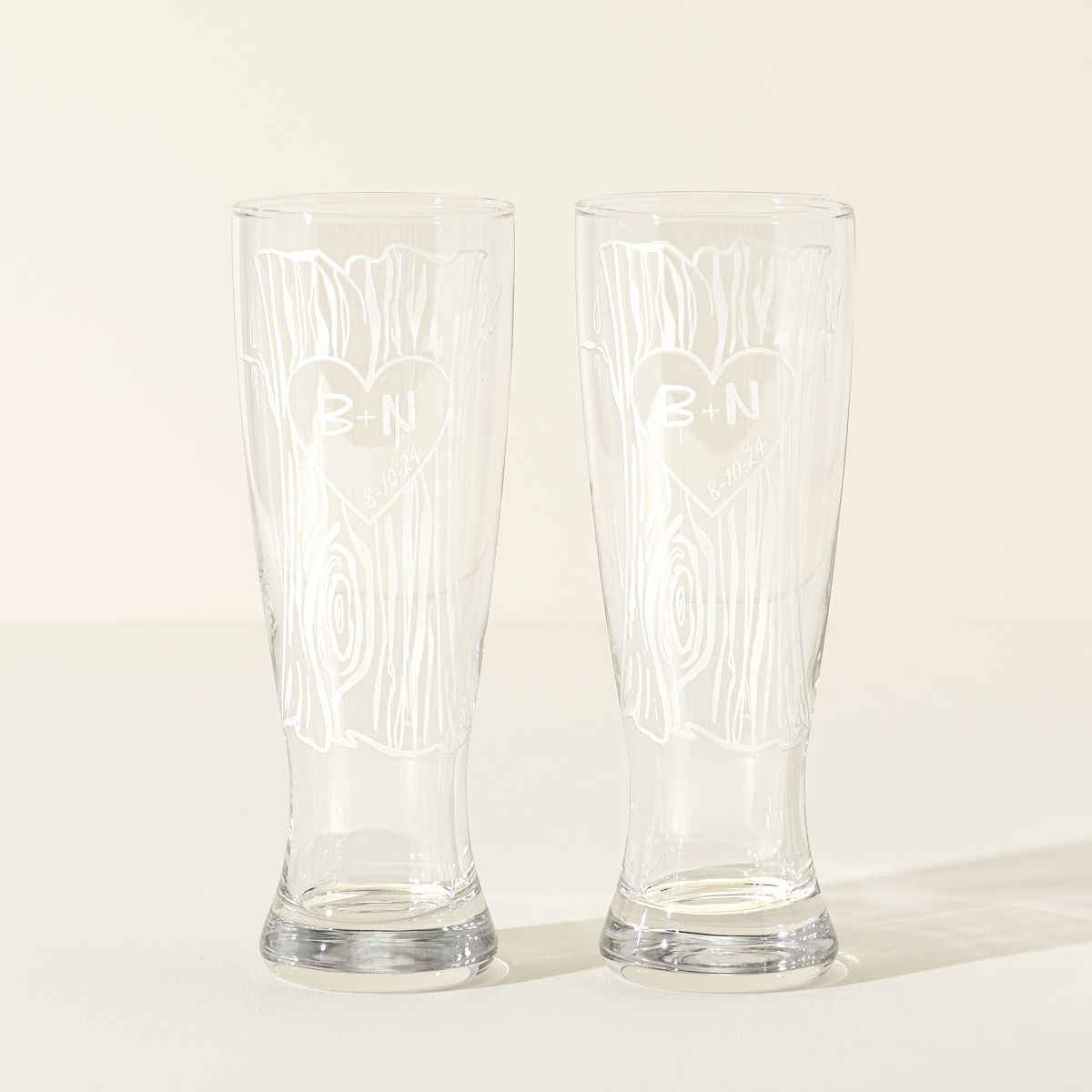 Personalized Tree Trunk Glassware Duo - Pilsner Duo