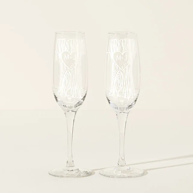 Etched Champagne Flutes - Set of 2