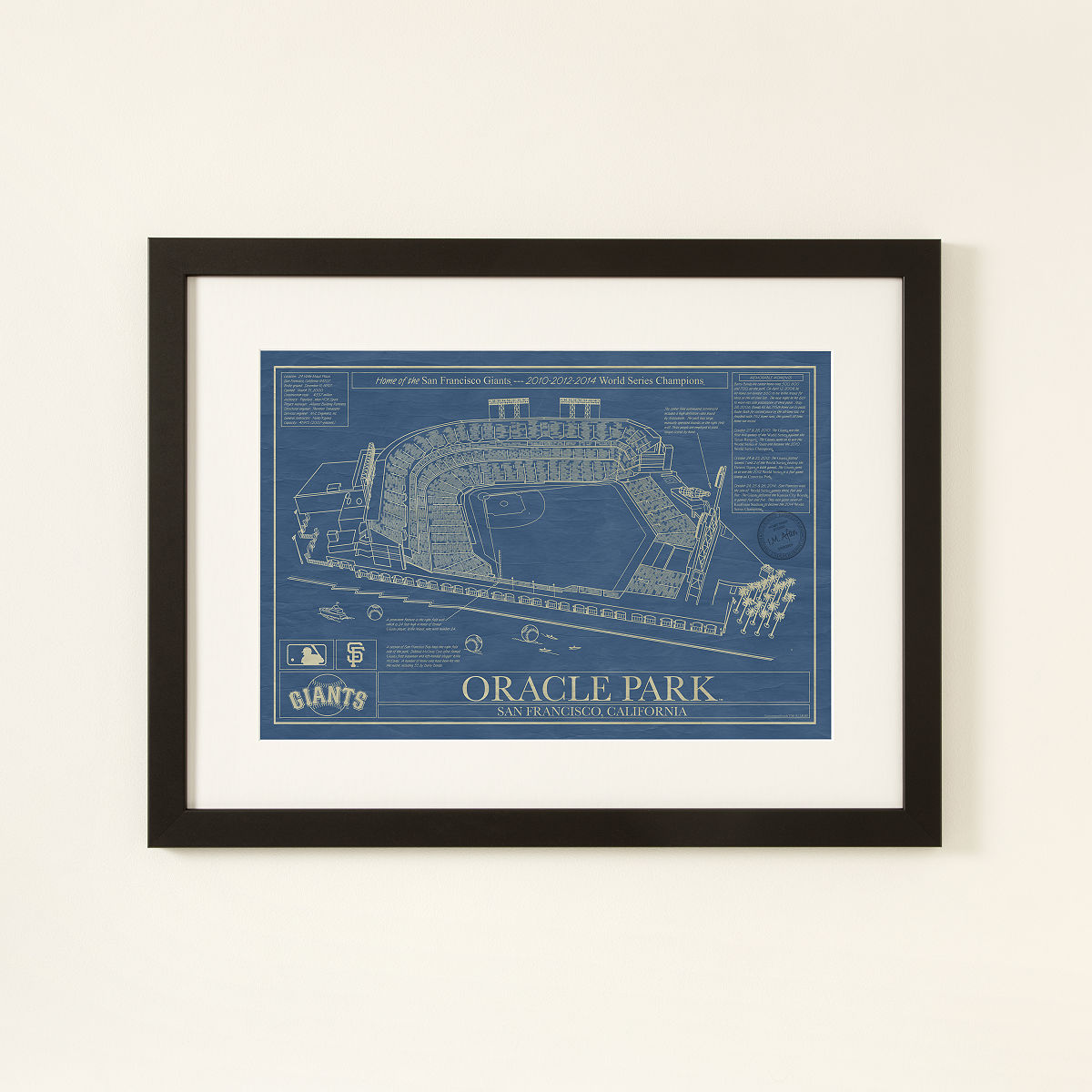 MLB Stadium Blueprints - San Francisco Giants - Oracle Park - Framed