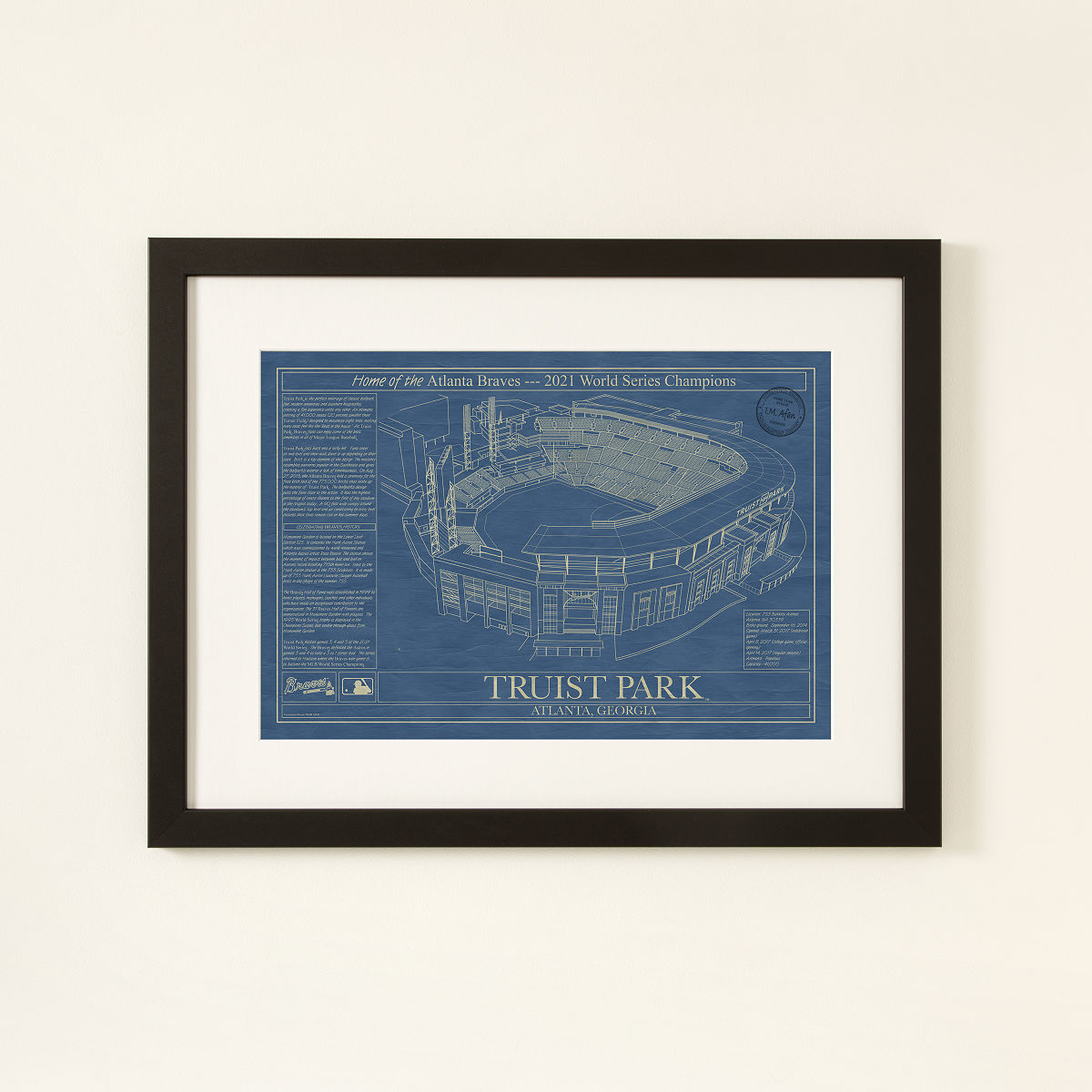 MLB Stadium Blueprints - Atlanta Braves - Truist Park - Framed