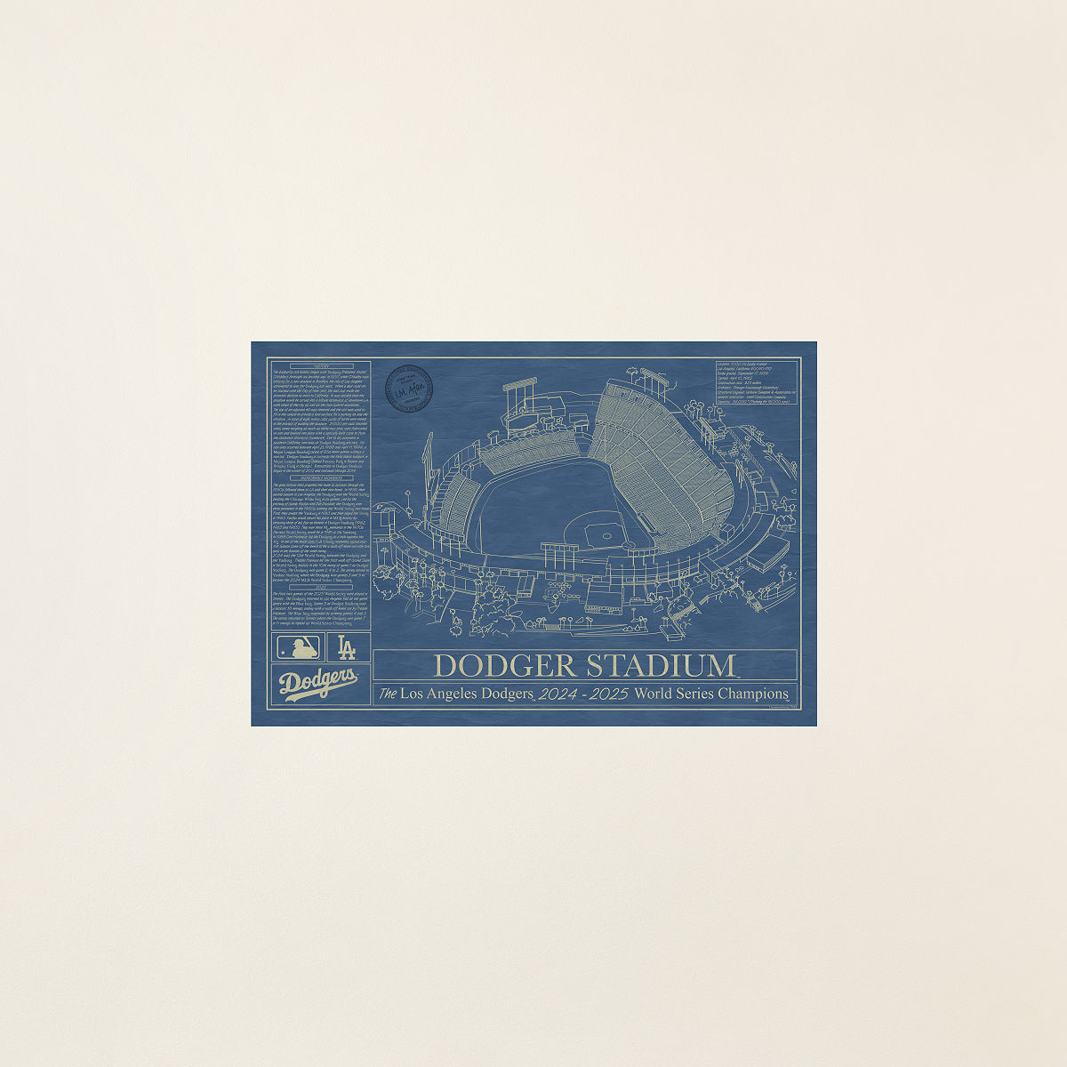 MLB Stadium Blueprints - Los Angeles Dodgers - Unframed