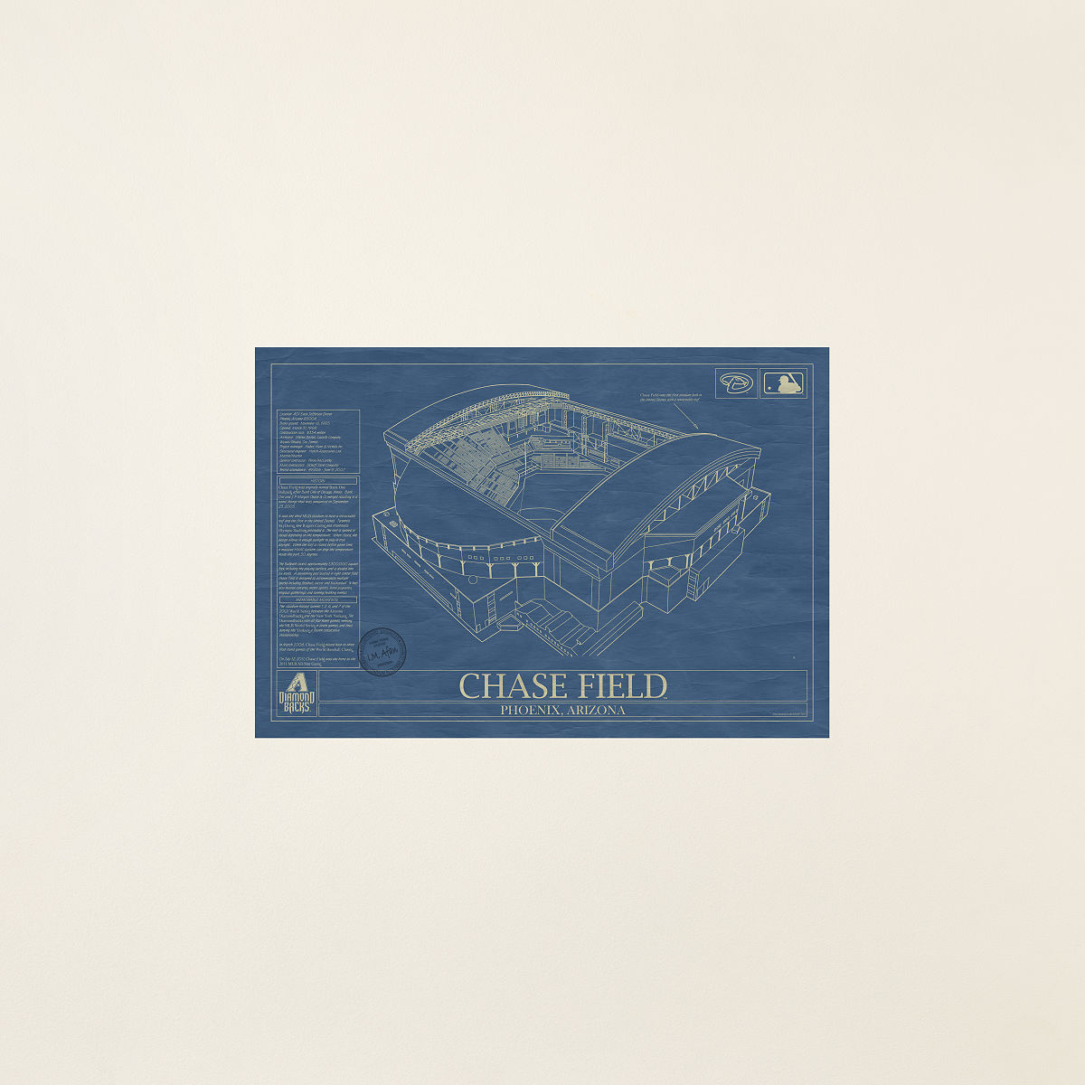 MLB Stadium Blueprints - Arizona Diamondbacks - Unframed