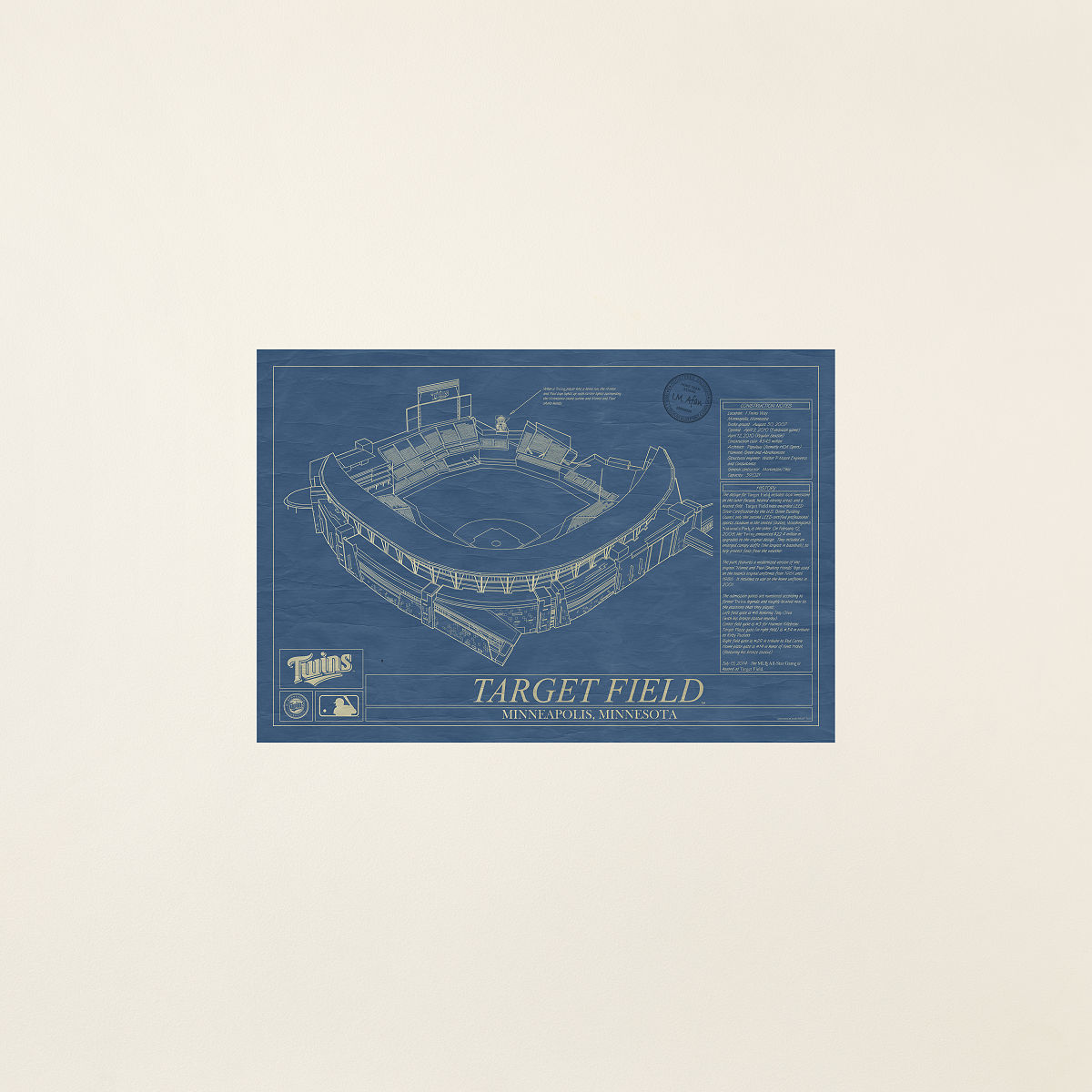 MLB Stadium Blueprints - Minnesota Twins - Unframed