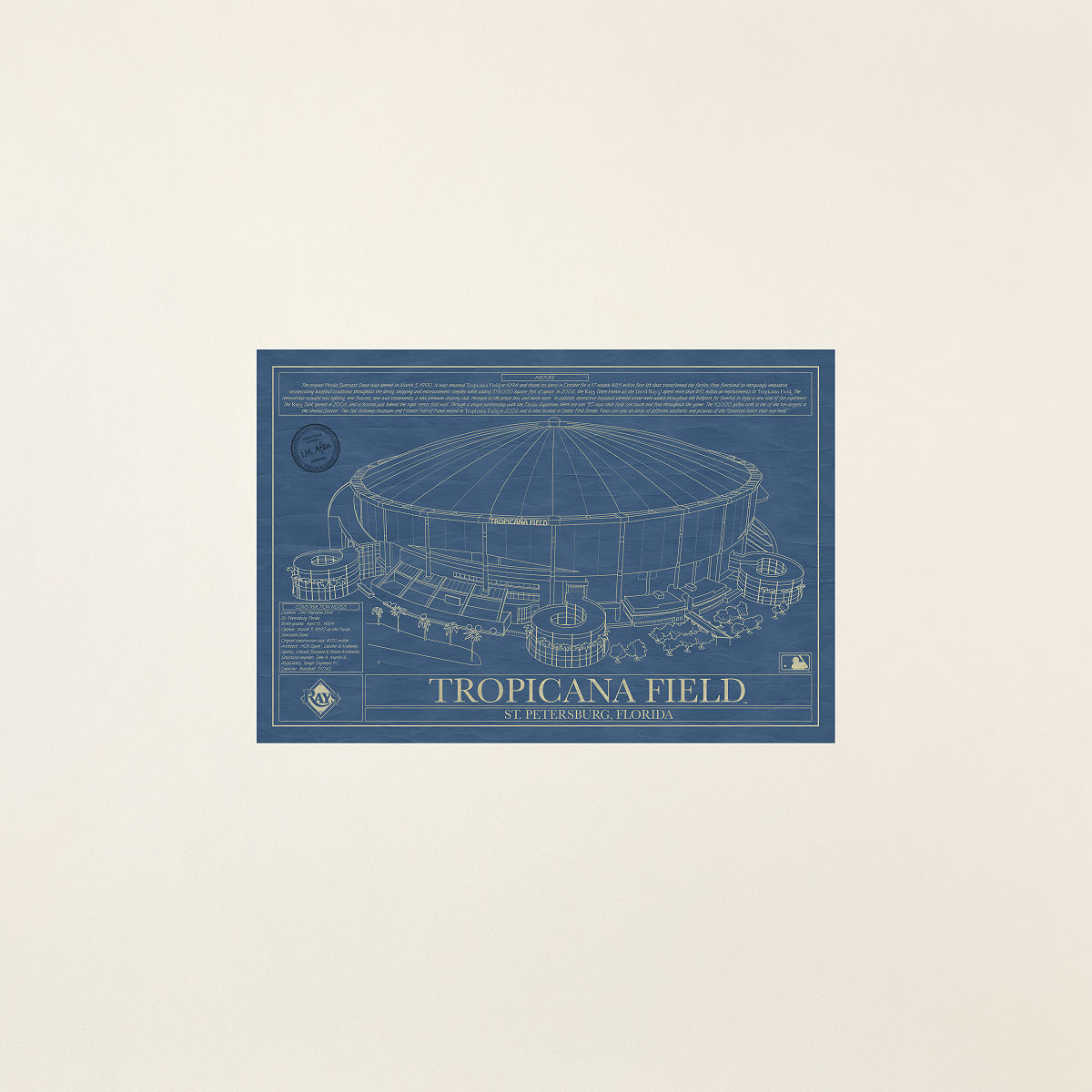 MLB Stadium Blueprints - Tampa Bay Rays - Unframed