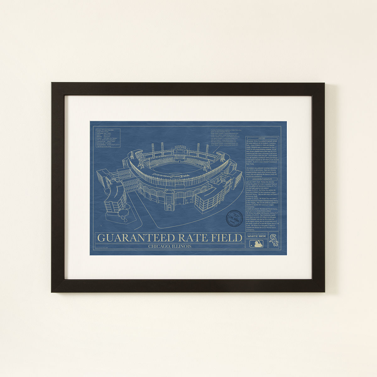 MLB Stadium Blueprints - White Sox - Gtr Rate Field - Framed