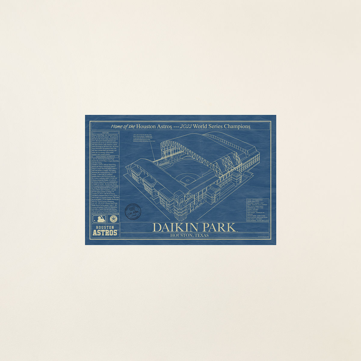 MLB Stadium Blueprints - Houston Astros - Unframed