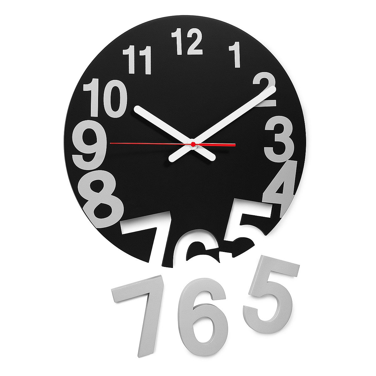 Numbers Pop Out Clock Black Modern Wall Clock, Butterfly Clock