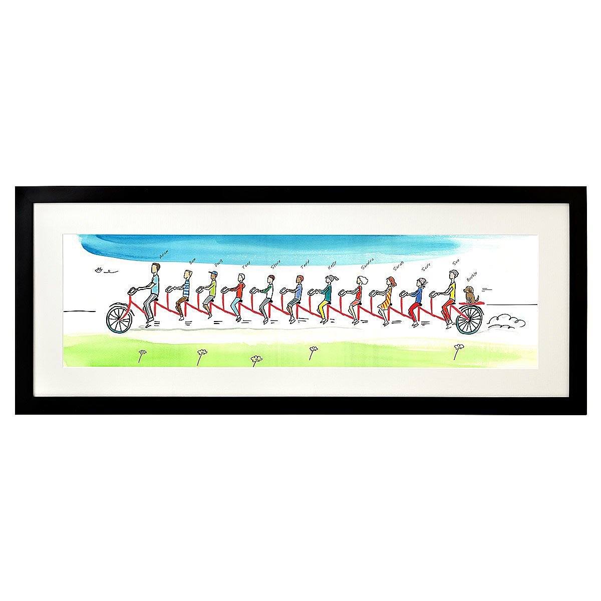 Personalized Family Tandem Bike Art - 10-14 Figures