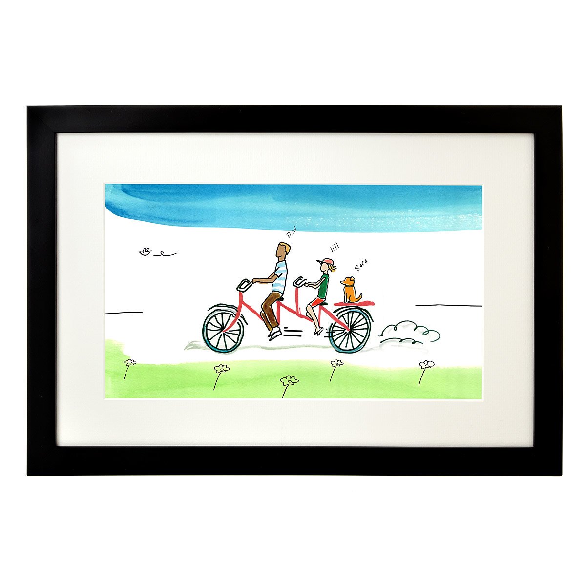 Personalized Family Tandem Bike Art