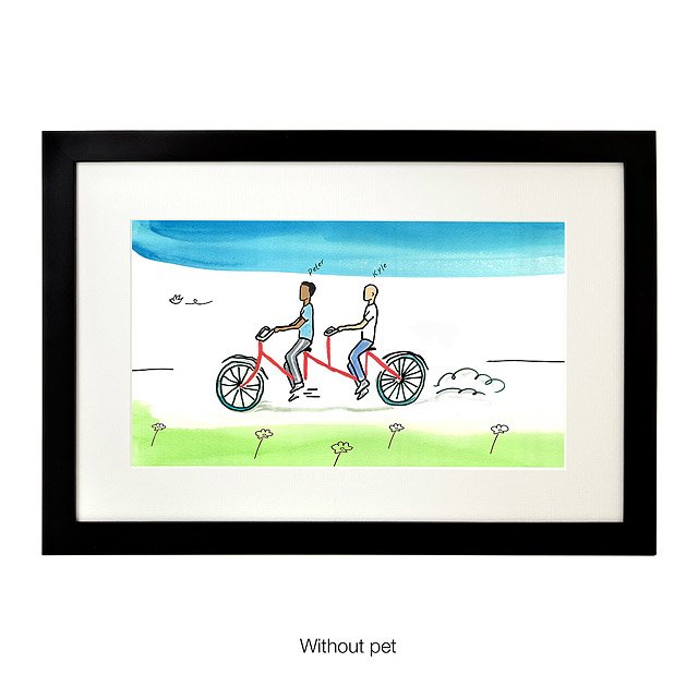 Personalized Couple Tandem Bike Art custom wedding gift Goods