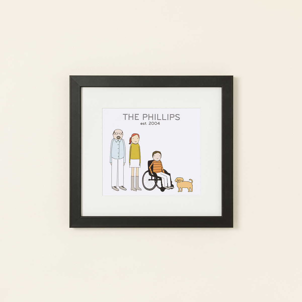 Personalized Family Print - 2-4 figures, Framed