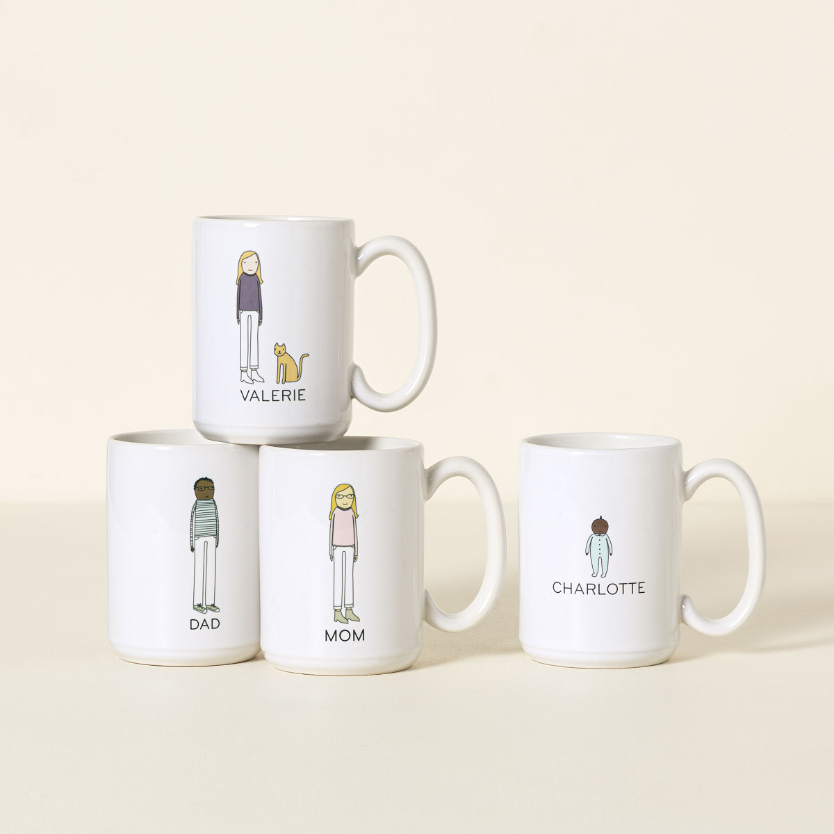 Personalized Family Mugs - 4 mugs