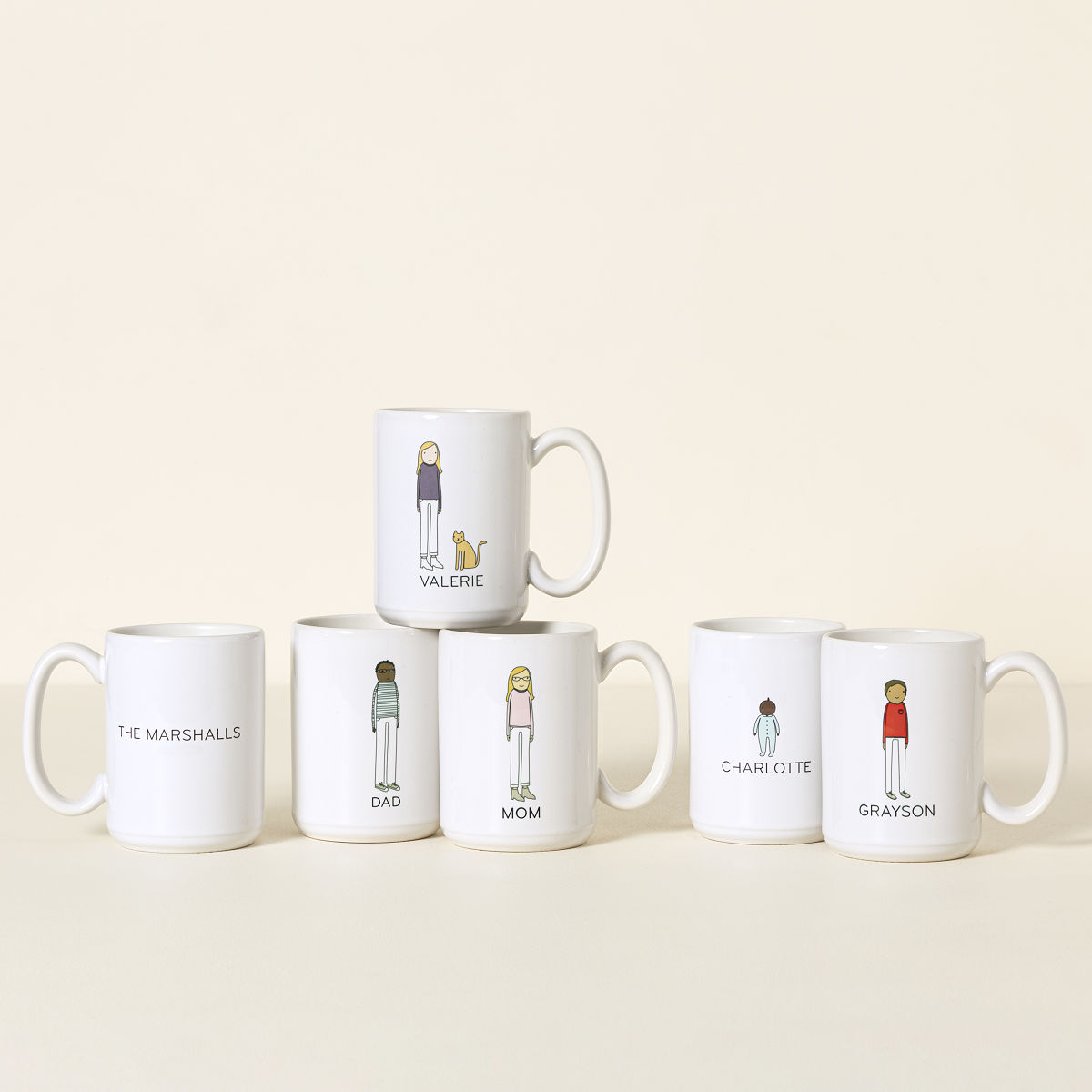 Personalized Family Mugs - 6 mugs