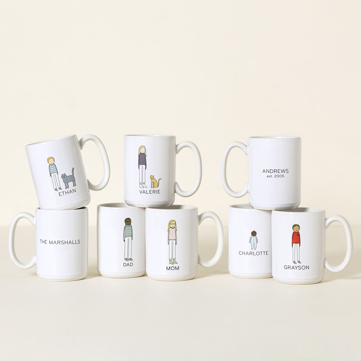 Personalized Family Mugs - 8 mugs