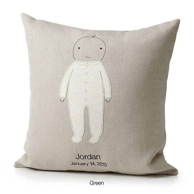 Personalized Baby Pillow stitched art, sew, embroidered baby
