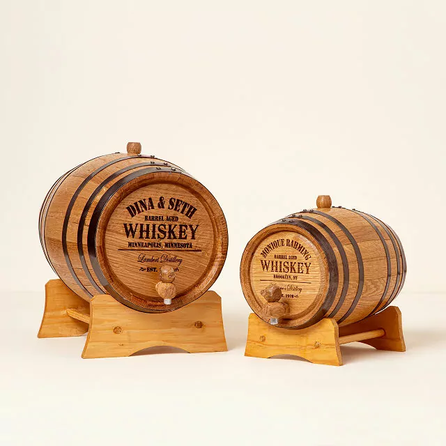 A Gift Personalized Growlers - Modern Monogram Mini Whiskey Barrel