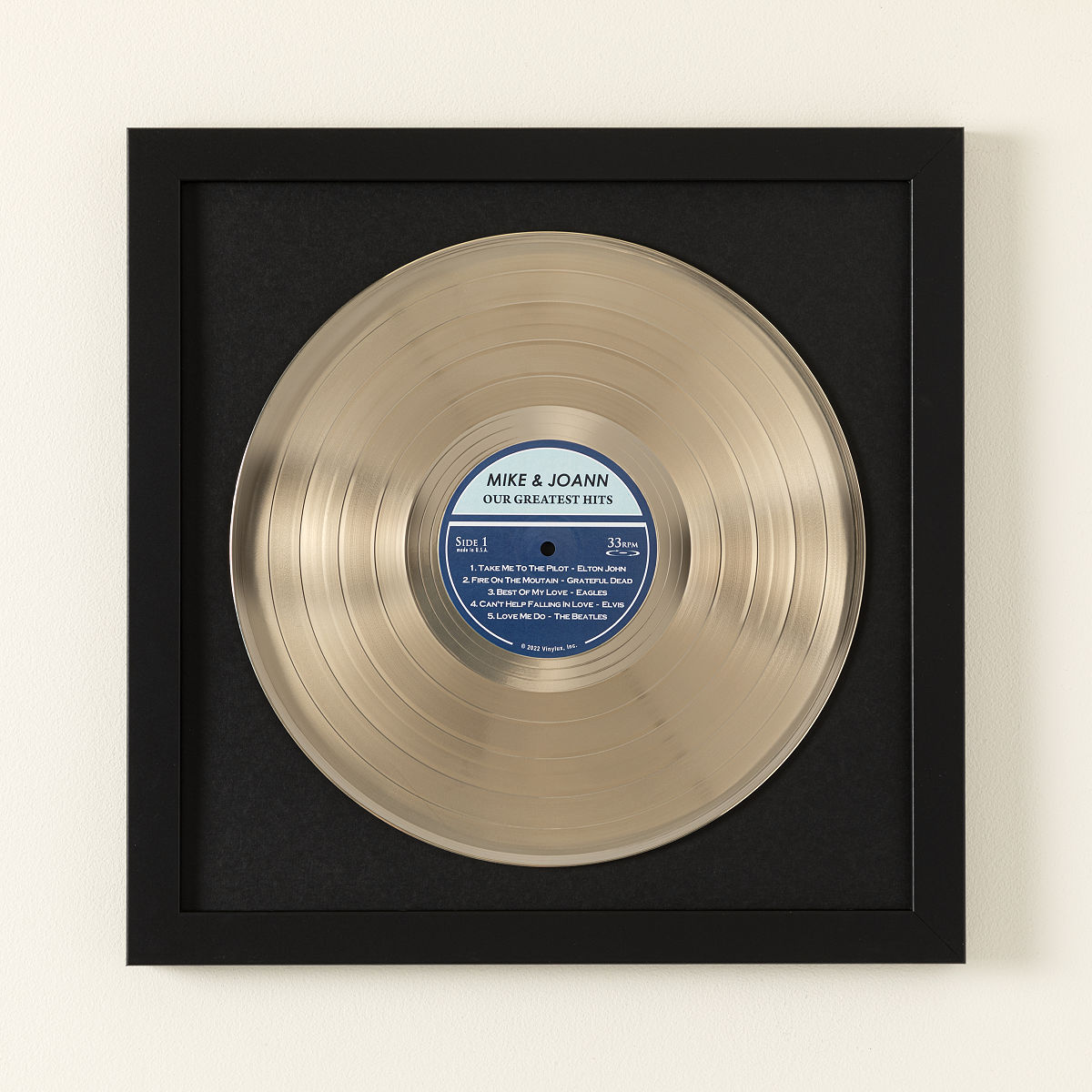 Personalized Platinum & Gold LP Record - Gold Record on Black Mat