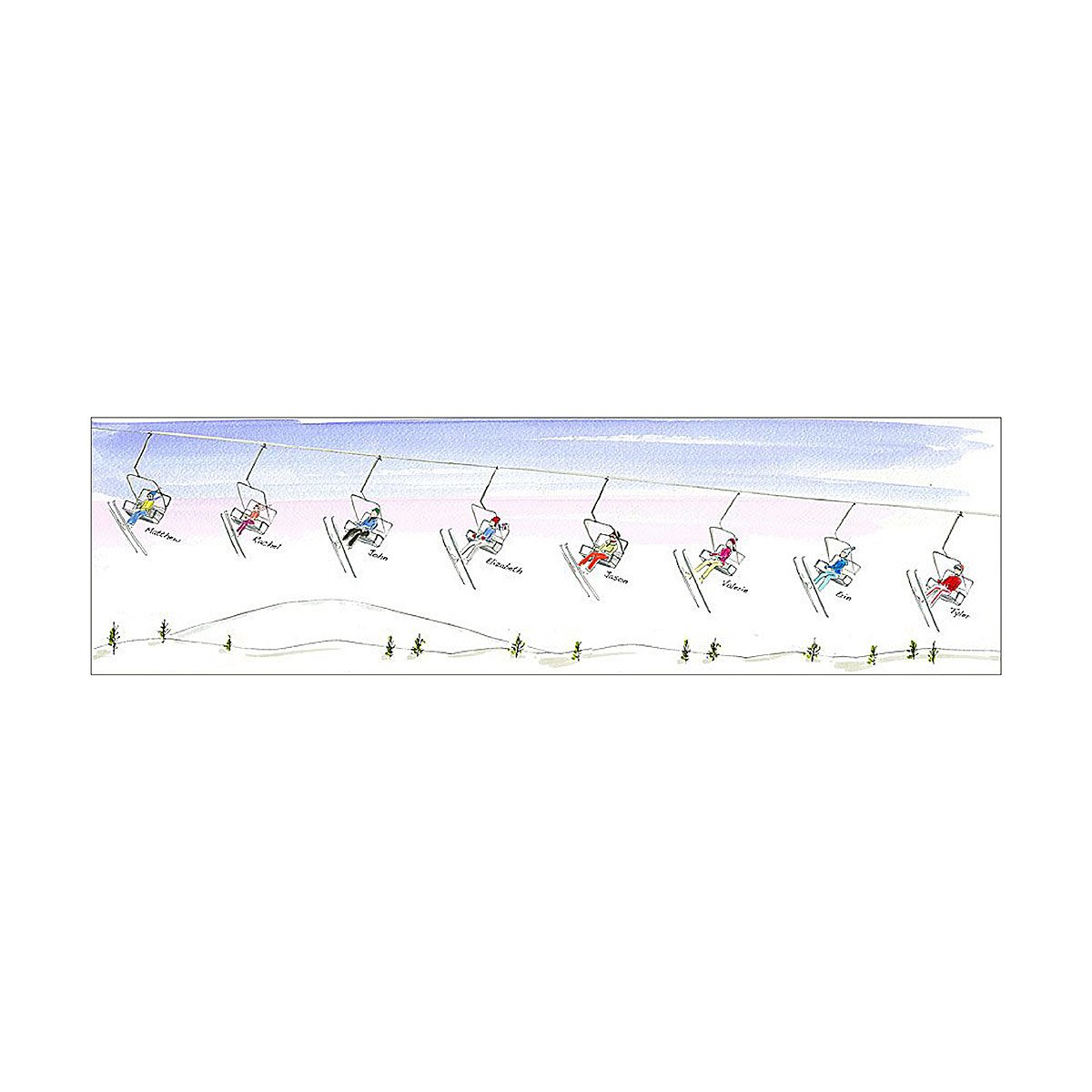 Personalized Family Ski & Snowboard Art - 8-14 Figures, Unframed