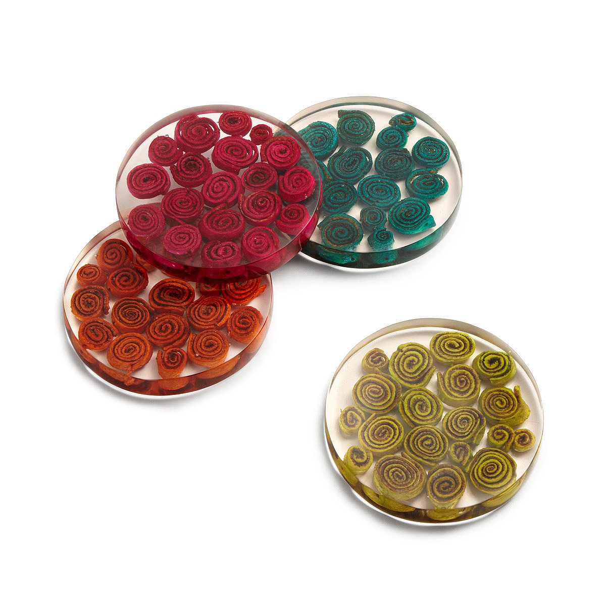 Orange Peel Spiral Coaster Set custom coasters, fruit designs