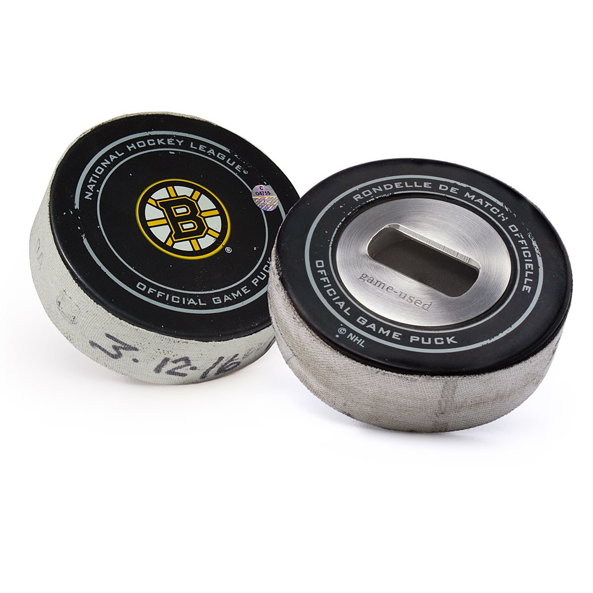 NHL Game Used Hockey Puck Opener - Boston Bruins
