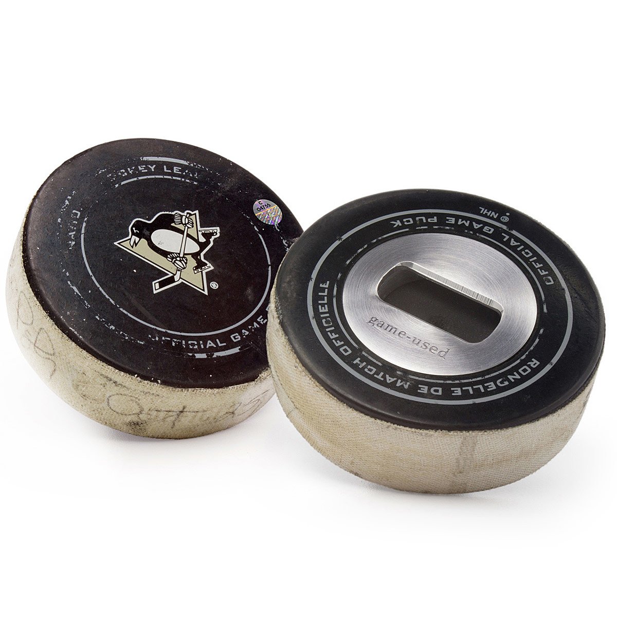 NHL Game Used Hockey Puck Opener - Pittsburgh Penguins