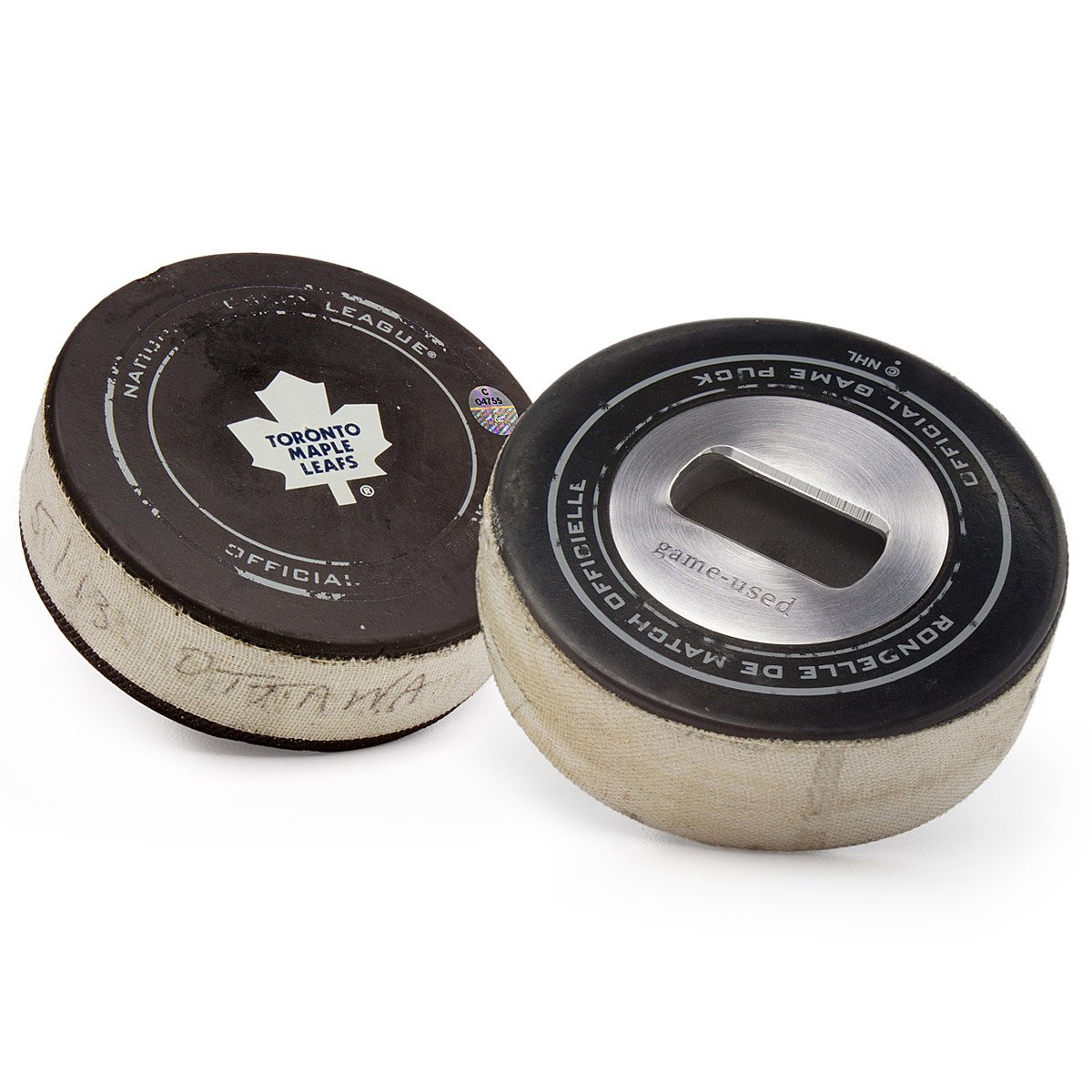 NHL Game Used Hockey Puck Opener - Toronto Maple Leafs