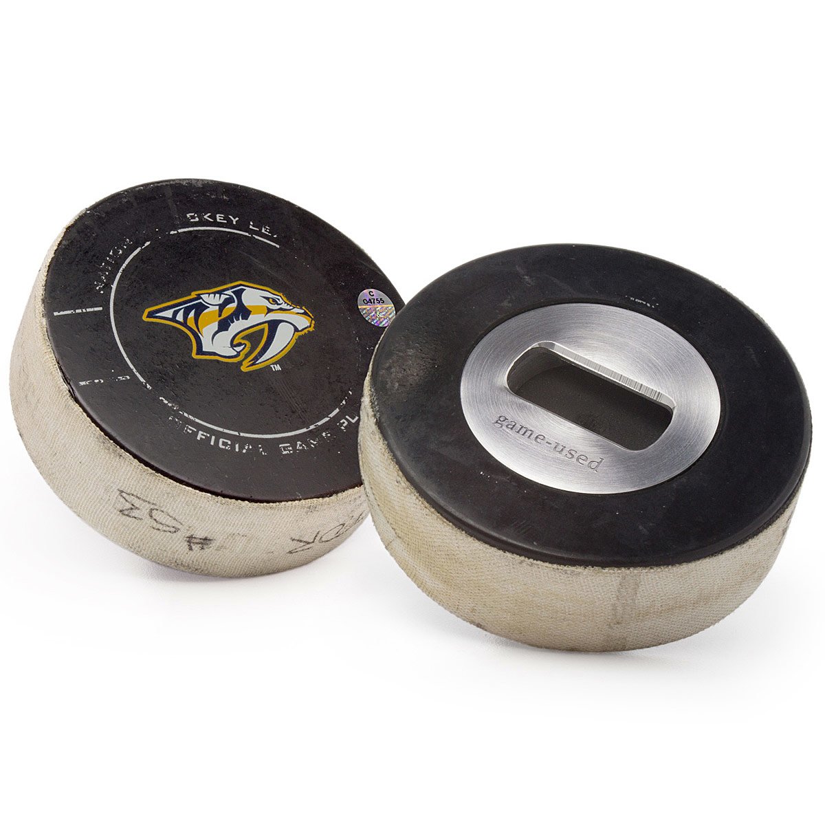 NHL Game Used Hockey Puck Opener - Nashville Predators