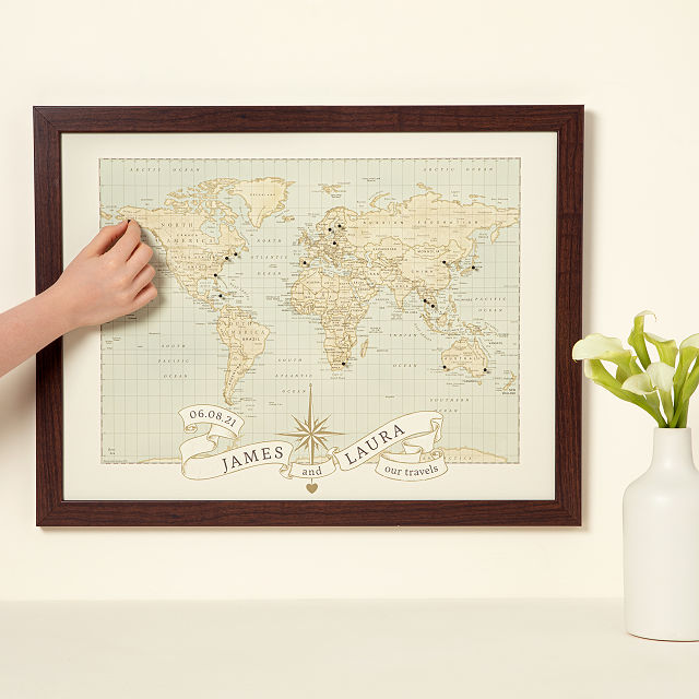 Personalized Anniversary Pushpin World Map